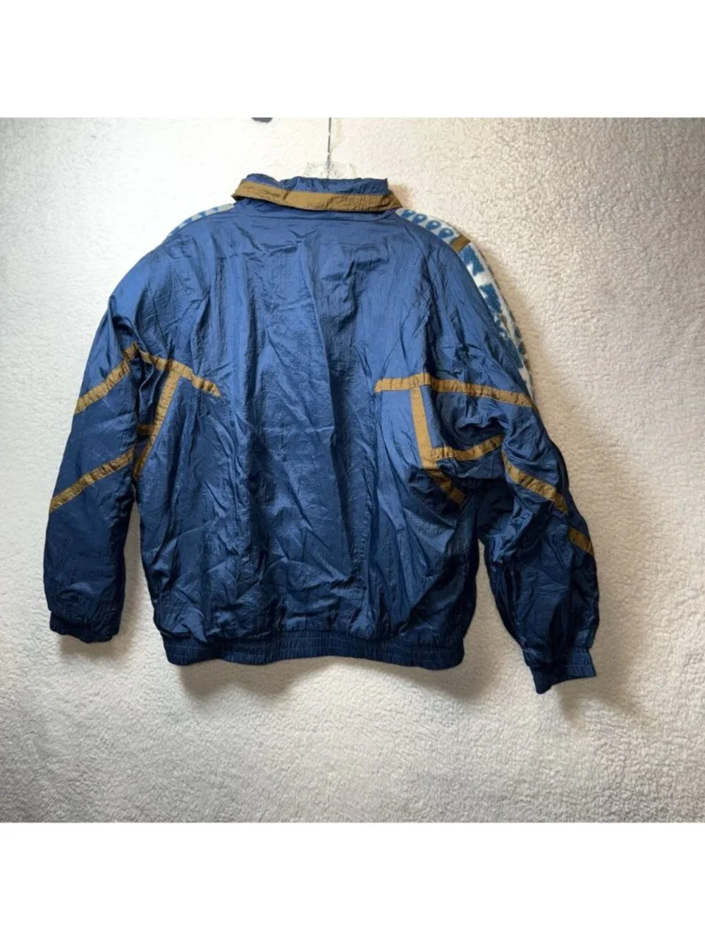 Vintage Active Stuff Aztec Fleece & Nylon Track Jacket Blue LArge - Picture 6 of 7